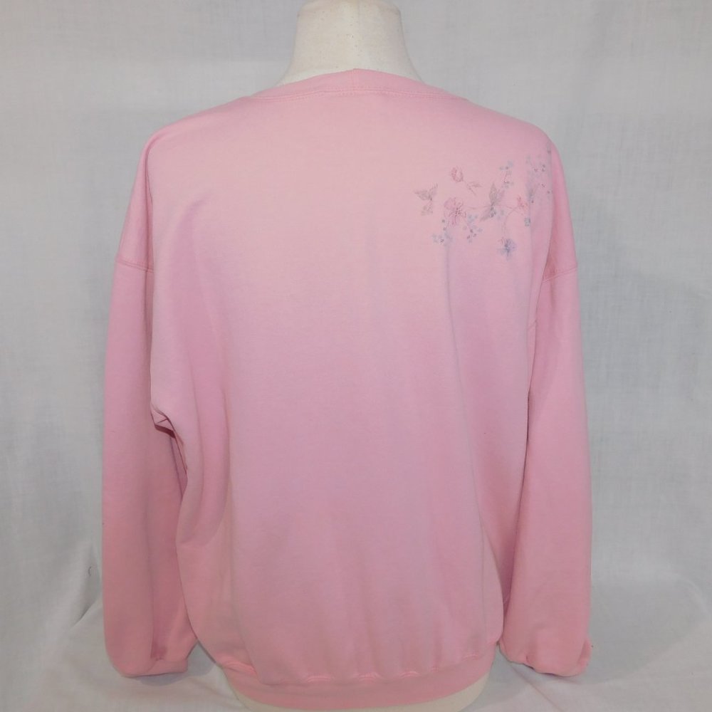 VTG 90s Northern Reflections Womens L Pink Floral Glitter detail Sweatshirt - Picture 11 of 13